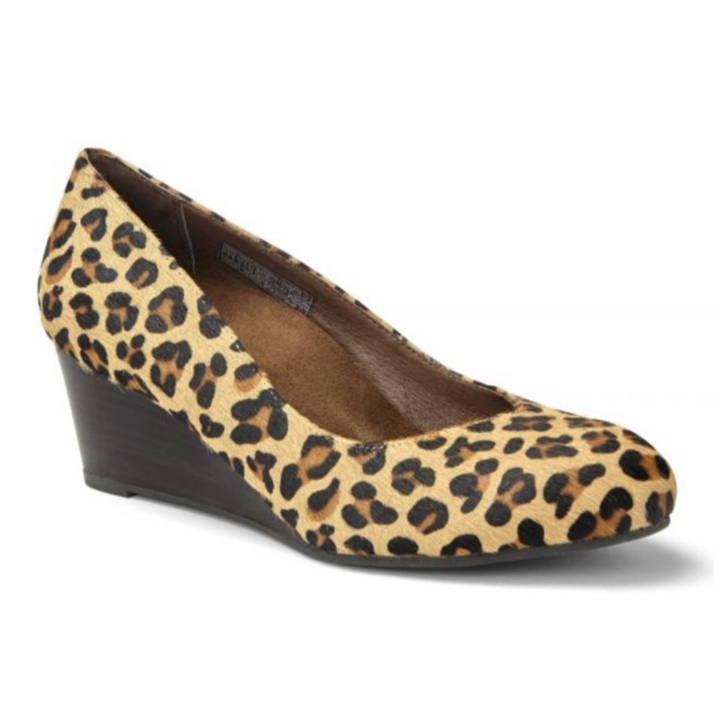 NWT Vionic Antonia Animal Print Calf Hair Wedge Shoes